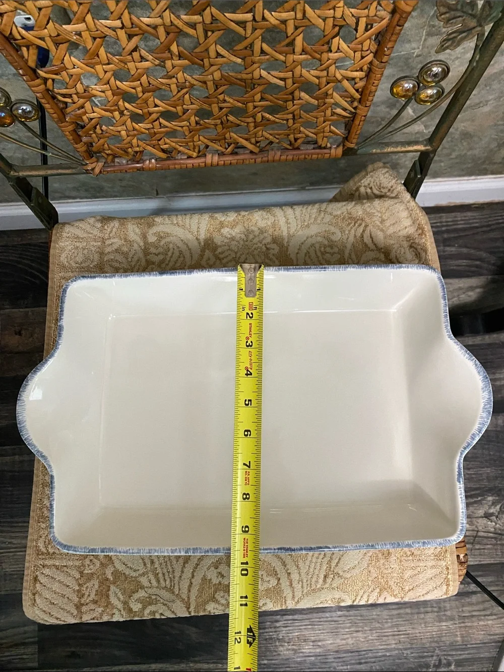 Mr. food blue Harbor Ceramic lasagna rectangular baking dish handles rare
